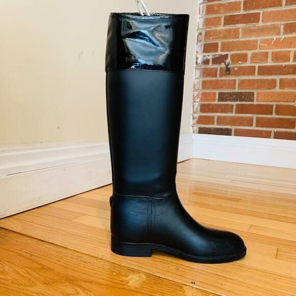 TORY BURCH Black Rain Riding Boots Boots AIGLE Women’s Size 7 B - Picture 5 of 16